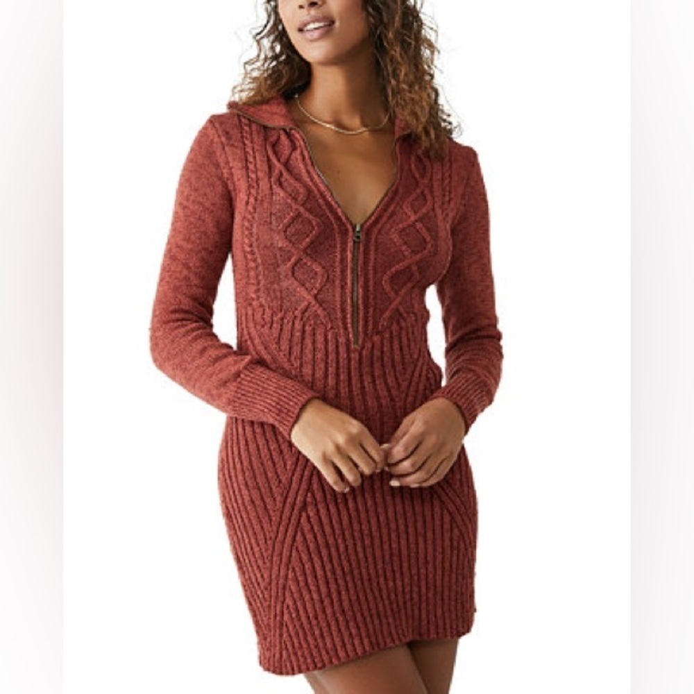 Free People Women's Mont Blanc Zip-Front Sweater Dress Small